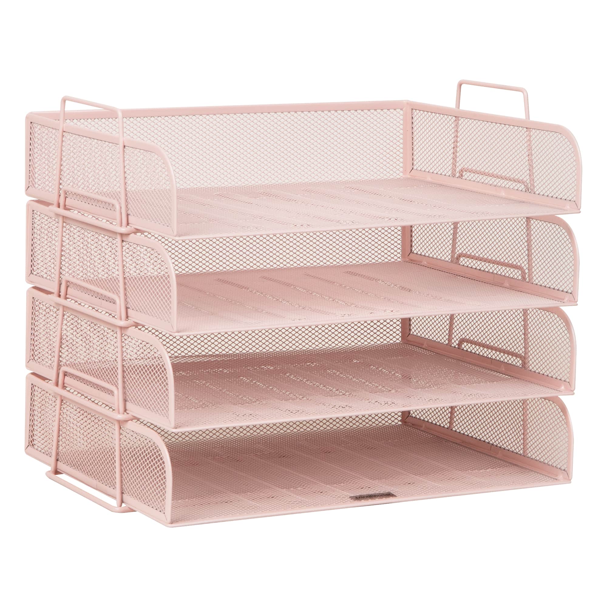 Mind Reader Stackable Paper Tray, Desktop Organizer, File Storage, Office, Metal Mesh, 4 Pcs